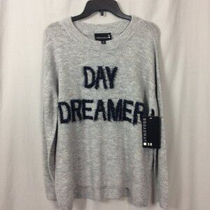 Cozy Knit Sweater Day Dreamer Gray Blue Medium NWT Broadway 38 Gift For Her